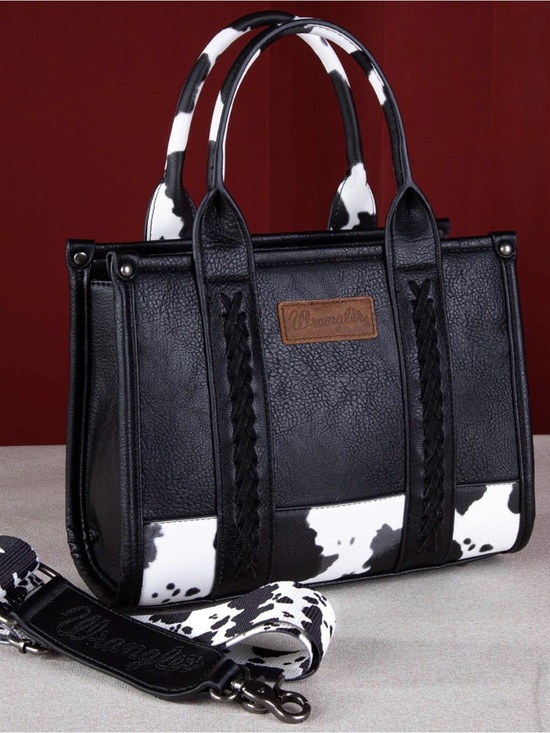 Wrangler Accessories - 96. Wrangler | Black & White Cowhide Accent Tote Bag